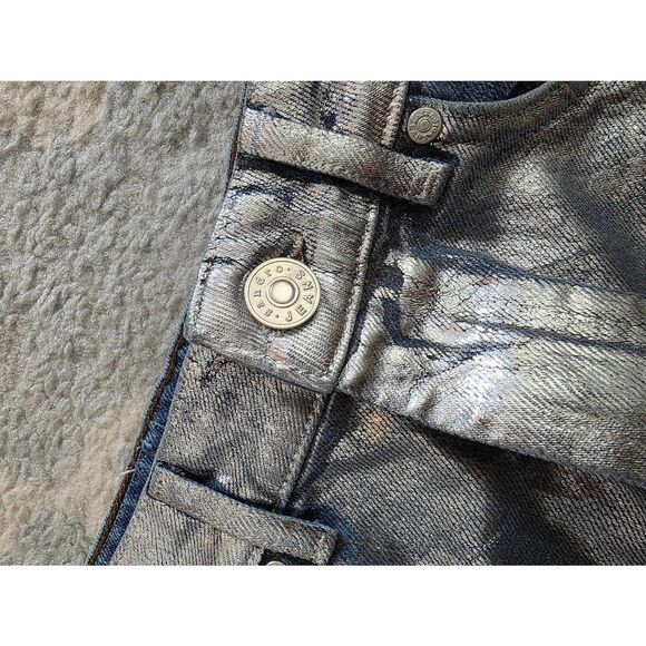 Sandro Silver Metallic Denim Mini Skirt 1 - Picture 10 of 11